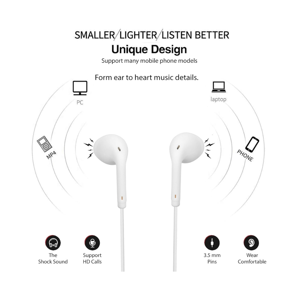 Hitage EB-13 Stereo Color Bass Series Earphone Wired Headset  (White, in The Ear) - Ghost-Gadgets