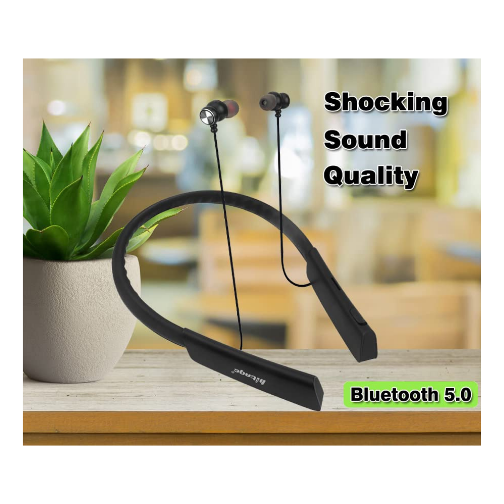Hitage NBT-2319 Grand Series Stylish and Comfortable Leather Band Wireless Neckband Bluetooth Headset  (Black, in The Ear) - Ghost-Gadgets