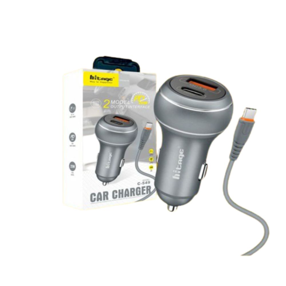 Hitage C-549 Dual Port PD Car Charger 20w USB + Lightning - Ghost-Gadgets