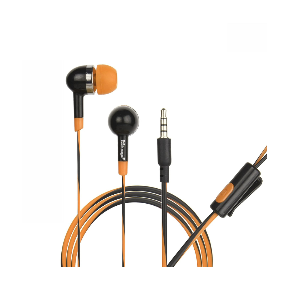 HITAGE Earphones EB-568 Headphones Earplugs Headset High Definition Sound Deep Extra Bass Wired Earphone with in-line Mic Wide Compatibility Tangle Free Cable (Orange) - Ghost-Gadgets