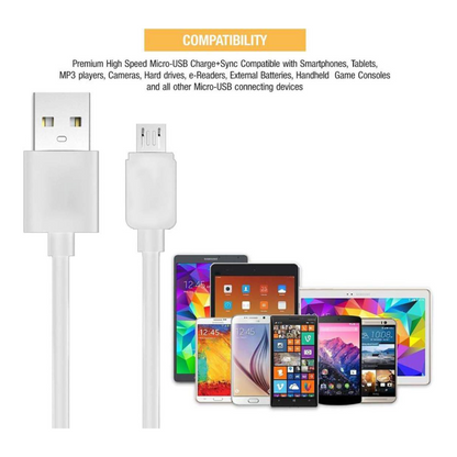 Hitage W-49 Micro USB Fast Charging 2 Amp and High Speed Data Transfer Cable for Android Phones (2 Meter, White) - Ghost-Gadgets