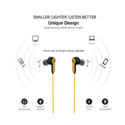 Hitage EB-14 Thunder Exceptional Bass Clarity Ear phone Wired Headset  (Yellow, In the Ear) - Ghost-Gadgets