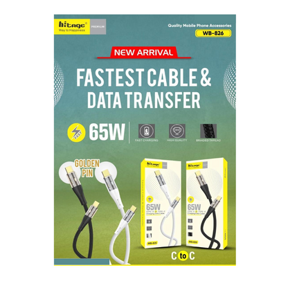 Hitage WB-826 65W Fastest Cable & Data Transfer (Type-C To Type-C ). - Ghost-Gadgets