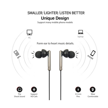 Hitage HB-943 Comfort Series Feel The Music Smaller/Lighter/Listen Better Earphone Wired Headset  (Grey, in The Ear) - Ghost-Gadgets