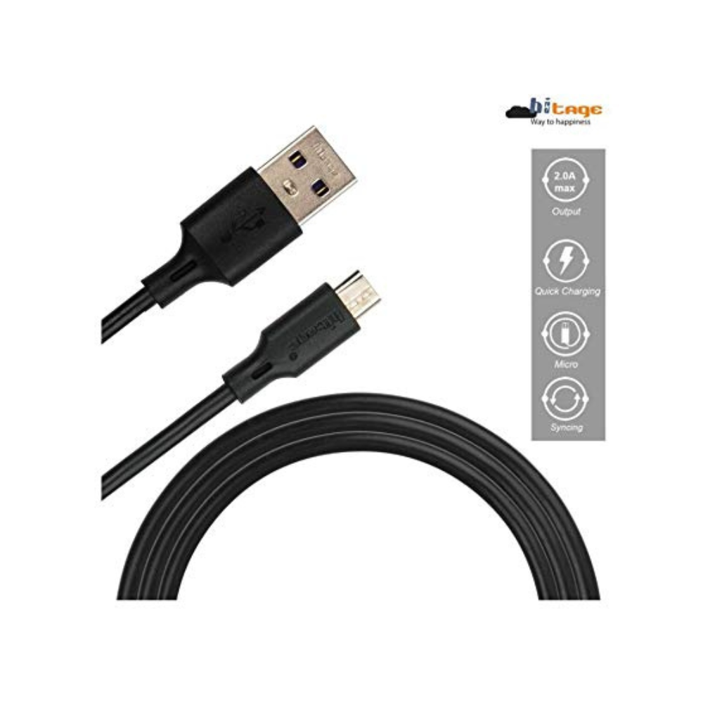 Hitage W-86 Plus v3 Extra Tough Unbreakable Braided Micro Fast Charging USB Cable 1.2 Meters (Black) - Ghost-Gadgets